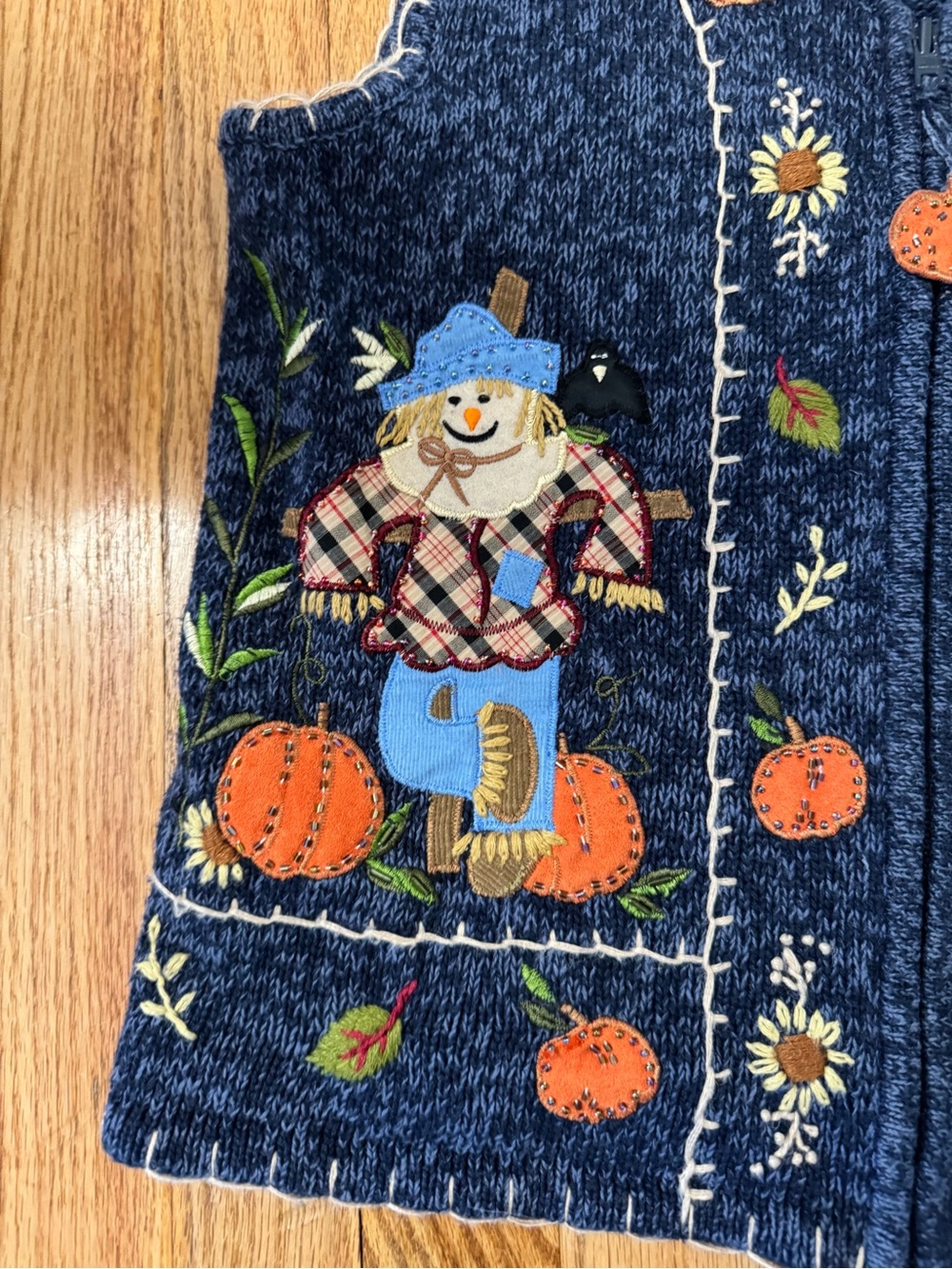 Vintage White Stag Embroidered Full-Zip Scarecrows Fall Autumn Sweater Vest - Sm - Picture 2 of 10
